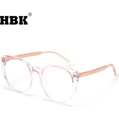 HBK TR90 Cat Eye Big Frame Eyeglasses Frame Women Men Anti Blue Light Glasses Blocking Filter Women Men Clear Lens Myopia UV400