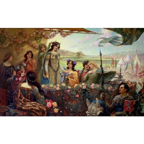 Oil Painting Classic Figure Canvas Wall Art Painting for Living Room Female Portraits Nice Girls with Princess with Flowers