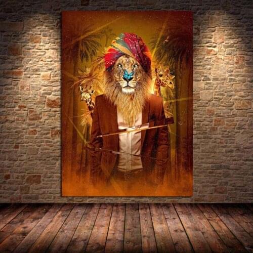 Graffiti Animal Lion Canvas Painting Giraffe Poster and Prints Wall Art Picture Cuadros for Living Room Home Decoration Unframed