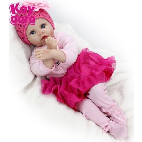 KAYDORA 55cm Reborn Baby Dolls Realistic Lifelike Princess Dress Real Dolls Open Blue Eyes Kids Babies Toys Bonecas