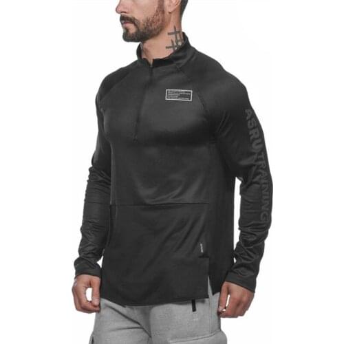 Mens Gym Sweatshirt Fitness Sport Jacket Bodybuilding Workout Shirt Long Sleeve Jogging Sportswear Men Running Training Clothing