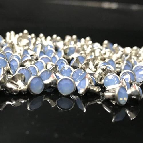 New Coming DIY 50PCS 6MM Air Blue Opal CZ+++ Hardware Rivets Blue Opal Crystal Rivets Leather Craft Punk Studs Fit DIY Making