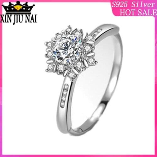 925 sterling silver New Luxury Womens Snow Snow Ring Engagement Wedding 18K Anniversary Gift Diamond flower rings for women