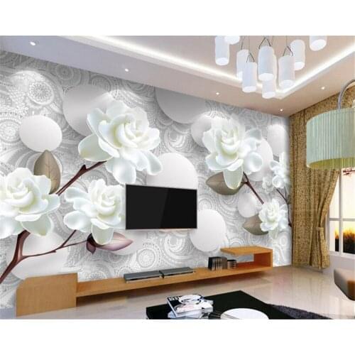 Beibehang Custom wallpaper Home Decor Murals Fashion European-Style White Peony TV Background Wall 3d Wallpaper papel de parede