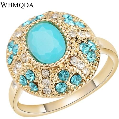 Wholesale Fashion 4 Colors Crystal Gold Wedding Rings For Women Luxury Indian Jewelry Accessories Love Gift