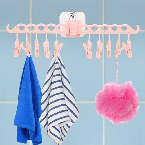 Storage Racks Clothes Drying Rack Portable Windproof Clothes Hanger Travel Hanging Tool Multi-function Folding Plastic Hanger