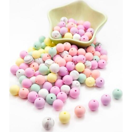 Sutoyuen Round Silicone Teething Beads 9mm 12mm 15mm BPA Free Teether Beads for Nusing Pacifier Clip Necklace Toys Baby Teether