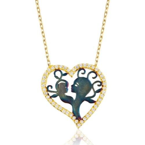 Tevuli 925 Sterling Silver Heart Mother Child Necklace