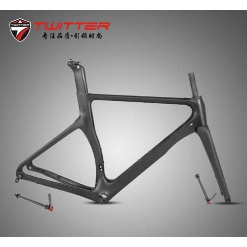 Bike Carbon Frame+Fork Twitter R3 Road 700c 18k Disc Brake Thru Axle C Brake QR Racking Road Pneumatic Broken Air