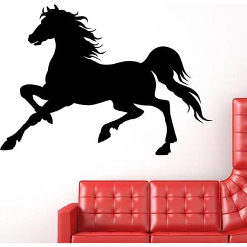 High quality Waterproof Black Jumping Horse Art Wall Stickers Vinyl Decal Stylish Home Graphics Bedroom Decoration