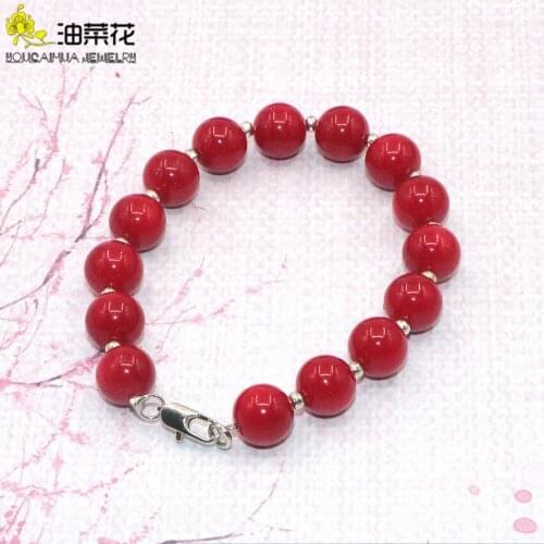 High Quality Red Coral Pearl Bracelet Separated Beads Accessories Lobster Clasp Women Girls Banquet Yoga Christmas Wedding Gift