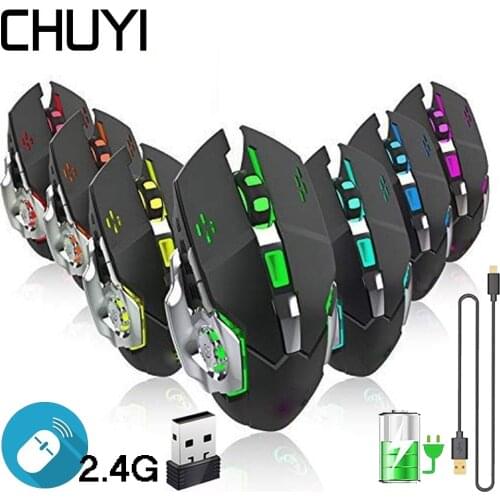 Wireless Rechargeable Gaming Mouse Sem Fio Backlight Optical Silent 1800DPI USB 2.4G Mice Game Mause For Overwatch Gamer Dota 2