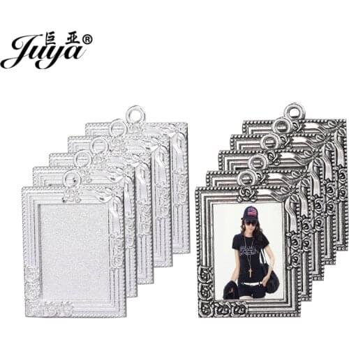 30PCS Rectangle Pendant Base Settings 18x25mm Blank Tray Carving Flowers Photo Frame Supplies For DIY Jewelry Making Findings