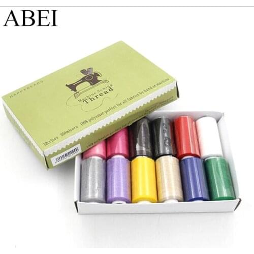 350meters/pc 12pcs/box Quality 40S/2 Handmade sewing thread kit Machine Embroidery Polyester Yarn DIY Patchwork Crafts Threads