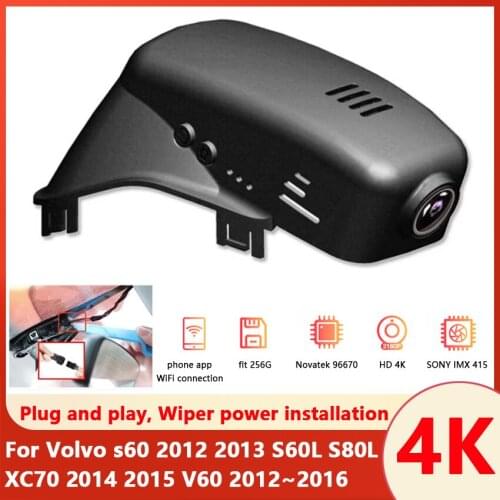 4K Easy Installation Car DVR Dash Camera Video Recorder Camera For Volvo s60 2012 2013 S60L S80L XC70 2014 2015 V60 2012 To 2016