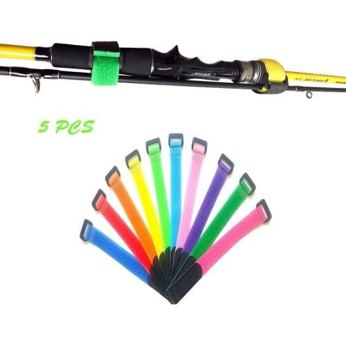 5Pcs Reusable Fishing Rod Tie Holder Strap Suspenders Fastener Hook Loop Cable Cord Ties Belt Fishing accessories