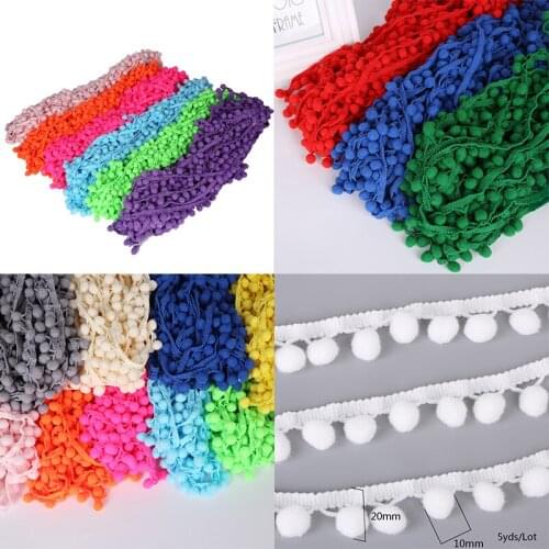 5 Yards Pom Pom Trim Ball 10 mm MINI Pearl Pompom Fringe Ribbon Sewing Lace Kintted Fabric Handmade DIY Craft Accessories