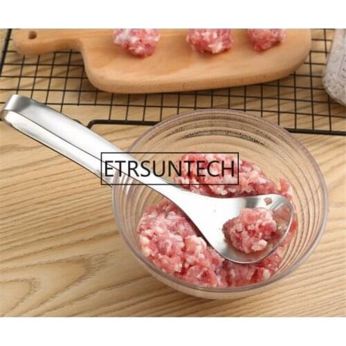 50pcs Stainless Steel Meat Ball Mold Spoon Kitchen Gadget Meat Tools Utensil Hand-pressed Long Handle Spoon Tools