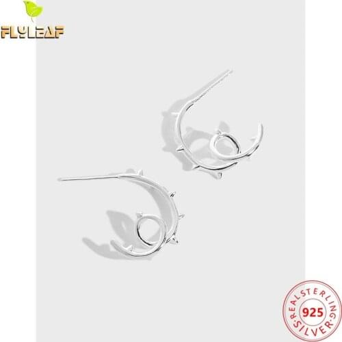 925 Sterling Silver Vines Thorns Stud Earrings For Women High Quality 18k Gold Female Fashion Jewelry 2021 Trend