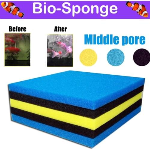 Aquarium Accessories Biochemical Decoration Filter Cotton Sponge Fish TankFilter Aquarium Pond Black Yellow Blue Sponge 25PPI