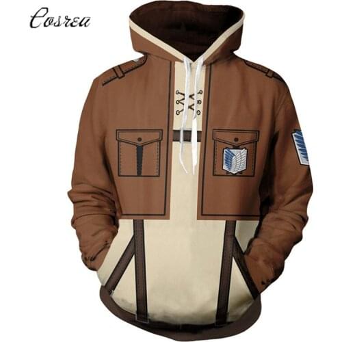 Attack on Titan Shingeki No Kyojin Attack of Titans Costume Jacket Pullovers Anime Cosplay Top Coats Survey Corps Logo Hoodie