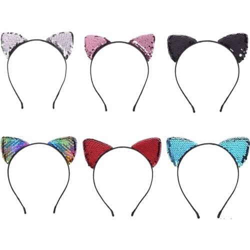 Sequins Cat Ears Cute Headband Children Birthday Party Headband Hair Band Girl Headdress
