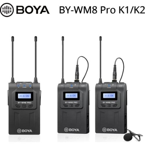 BOYA BY-WM8 Pro K1/K2 UHF Dual-Channel Wireless Lavalier Microphone 48 Selectable Channel Condenser Mic Or Smartphone SLR Camera
