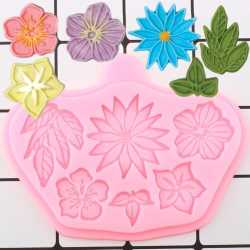 Flower Leaf Cupcake Topper Silicone Mould Cake Decorating Tools Wedding Cake Border Fondant Mold DIY Candy Clay Chocolate Molds