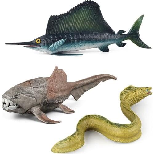 Kids Toys Marine Animal Model Figure Statue Simulation Sailfish Eel Dunkleosteus Children Gift