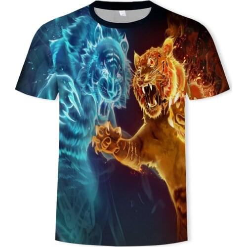 Ice Fire Liger Anime Senior T shirt Summer 3D MensT-shirts Graphic t-shirt oversized t shirt Men and women couples short sleeve