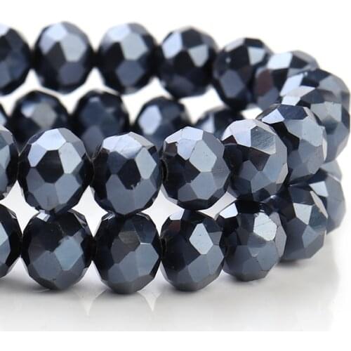 Faceted Black Glass Crystal Rondelle Beads Loose Spacer Beads For Jewelry Making DIY Bracelet Necklace Strands 2/3/4/6/8mm