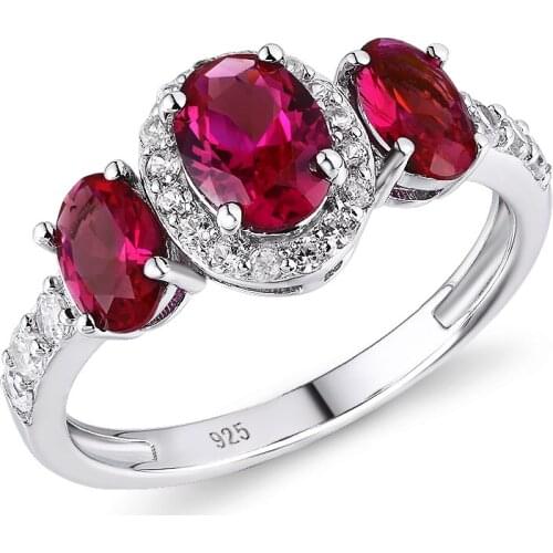 GZ ZONGFA Luxury Custom High Quality red gem Natural Zircon Wedding Ring Handmade Silver 925 Rings jewelry women
