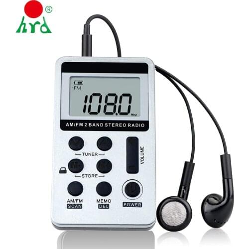HanRongDa HRD-103 AM FM Digital Radio 2 Band Stereo Receiver Portable Pocket Radio w/ Headphones LCD Screen FM 87.5-108 MHz