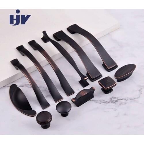HJY Black Furniture Handles Kitchen Cabinet Zinc Alloy Handle Dresser Drawer Pulls Cupboard Wardrobe Door Knobs Hardware Z261