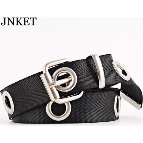 JNKET Fashion Womens Canvas Waist Belt Pin Buckles Waist Belt Punk Waistband Casual Jeans Waist Straps