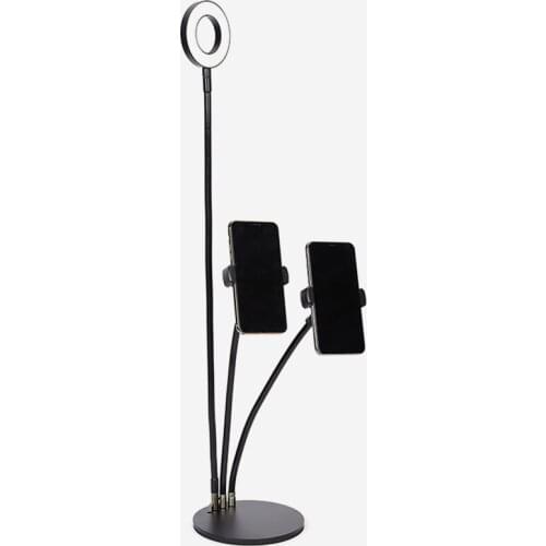 KLW Live Broadcast Three Pole Double Platform Selfie Stick With Dimmable Fill Light