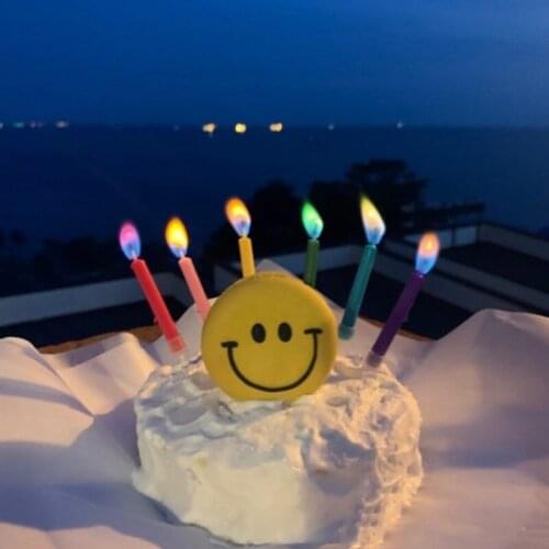 Ins Korean Colored Glowing Candles Smokeless Colorful Birthday Candle Decoration Wedding Cakecup Flames Household Baking Supplie