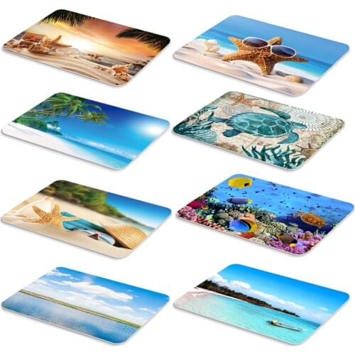 45*75CM Mediterranean Ocean Beach Style Bathroom Carpet Bath Mat Set 3D Printed Bathroom Floor Carpet Toilet Rugs WC Doormat