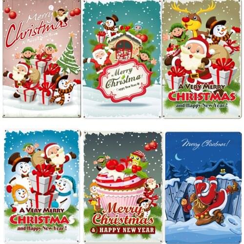 Santa Claus Metal Tin Signs Poster Christmas Decoration Home Mall Party Wall Decoration 20x30cm