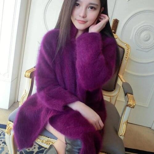 2021 Autumn And Winter New Korean Boutique Mink Cashmere Cardigan Sweater Female Long Coat Thickened Free shipping JN227
