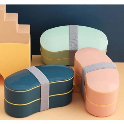 Portable Double Layer Lunch Box Microwave Plastic Bento Box With Movable Compartments Dinnerware Food Storage Container Box