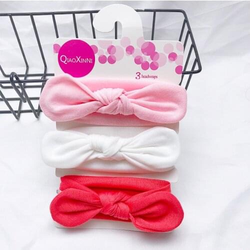 3pcs/Lot Baby Headband Floral Solid Color Dot Printed Pink Bows Newborn Baby Girl Headband Hair Accessories Girls Turban Band