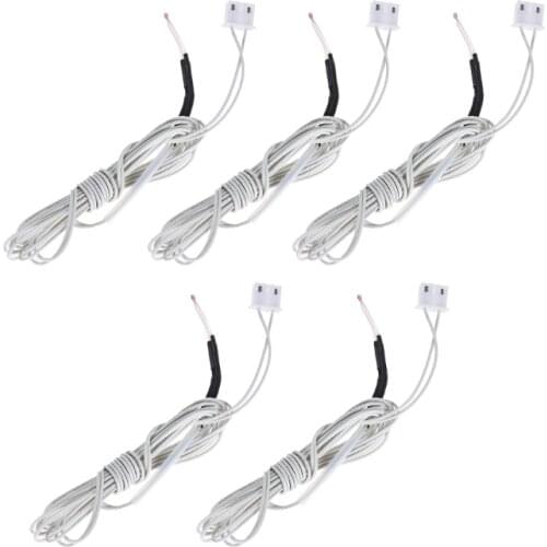 Anet 5pcs NTC 3950 100K ohm Thermistor Temperature Sensor with 1.1m Cable For A8 A6 E10 E16 E12 RepRap Prusa i3 3D Printer