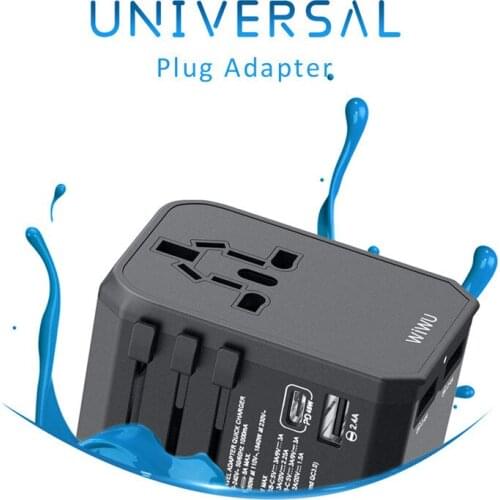 WIWU USB Fast Charge 45W Travel Charger Adapter Travel Adapter Global Universal Adapter Socket Europe America British Wall Plug
