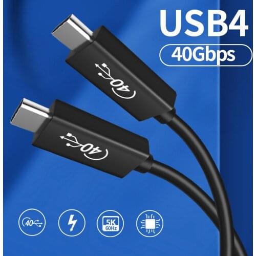 USB4.0 Fast Charging Cable Data Sync USB Type C to Type C PVC Compatible with Thunderbolt 3 Cable