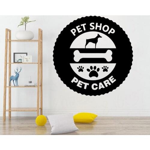 Vinyl Wall Decal Pet Grooming Beauty Styling Salon Interior Decor Cat Dog Bone Scissors Art Mural Window Glass Sticker WL1017