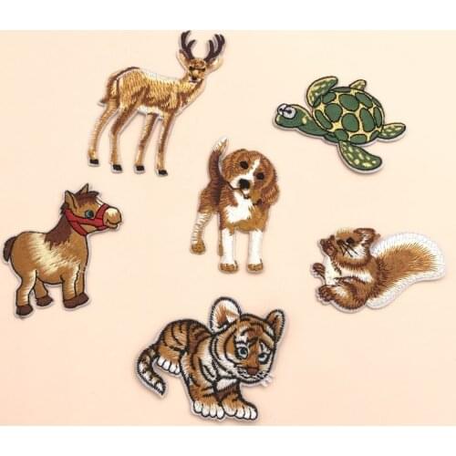 Dog Tiger Lion Horse Wolf Animal Embroidery Iron On Patches For Clothing Applique DIY Hat Coat Dress Accessories Cloth Sticker