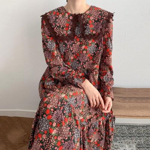 Wavsiyier Long Sleeve Spring Loose Party A-Line Dresses Lace Embroidery Elegant Vintage Winter Korean Style Dress Women Woman 20