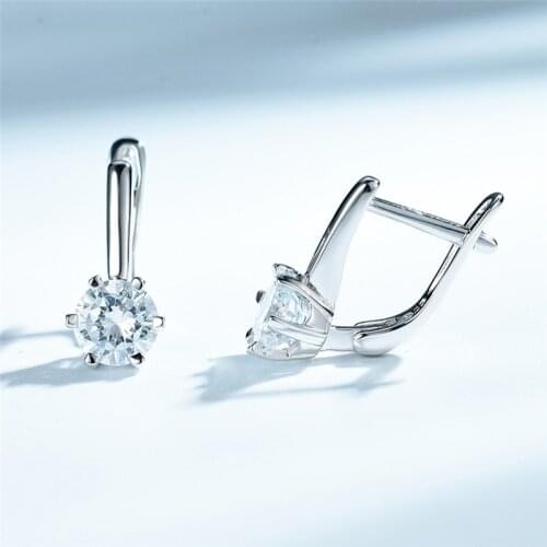 Dyson 925 Sterling Silver Earrings Classic Clear CZ Wedding Engagement Solitaire Earring Elegant Anniversary Gifts Women Jewelry