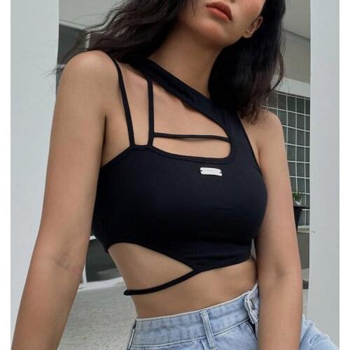Off Shoulder Criss-cross Bustiers Corsets Clubwear Crop Tops 2021 Sexy Women Sleeveless Hollow Out O Neck Tanks Vest